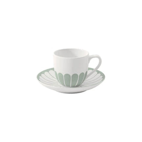 Tazzina caffè Fleur Vert Villeroy & Boch in porcellana con bordo verde