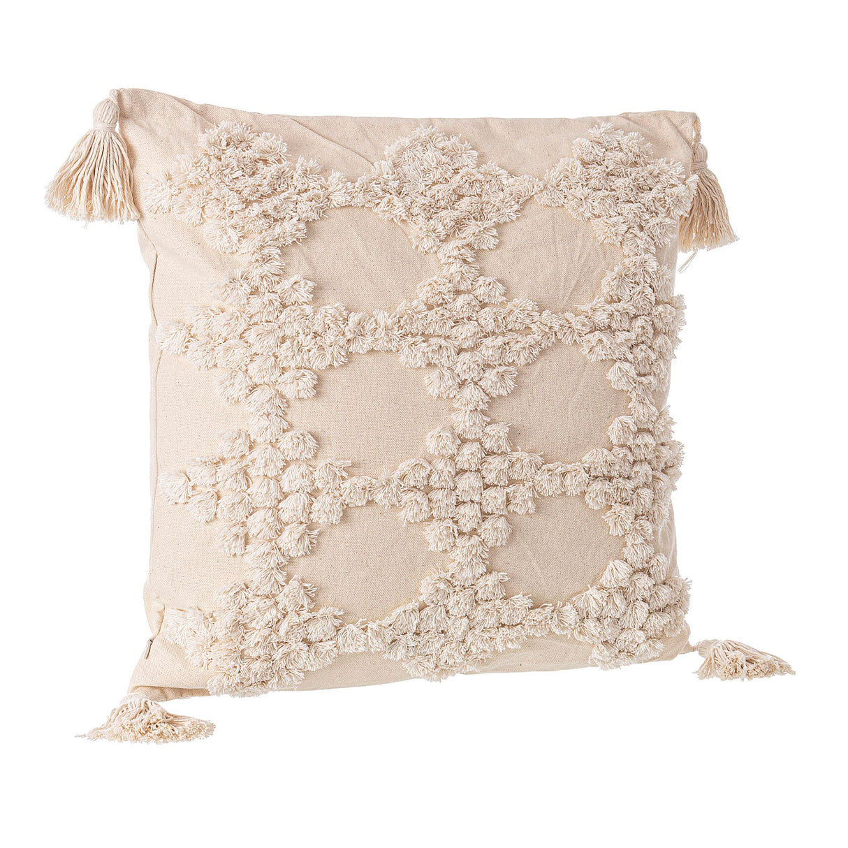 BIZZOTTO Mattis Cushion with Tassel 45x45cm Cream Cotton
