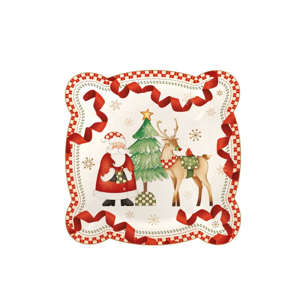 BRANDANI Racconti Vassoio Natalizio Quadrato 20x20cm Porcellana