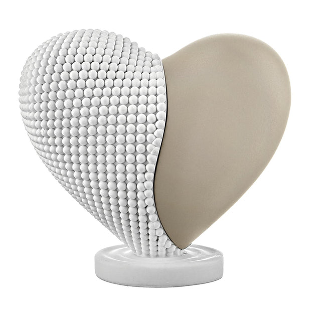 Cuore Bongelli Preziosi in resina bicolore bianco e nocciola 10x9 cm