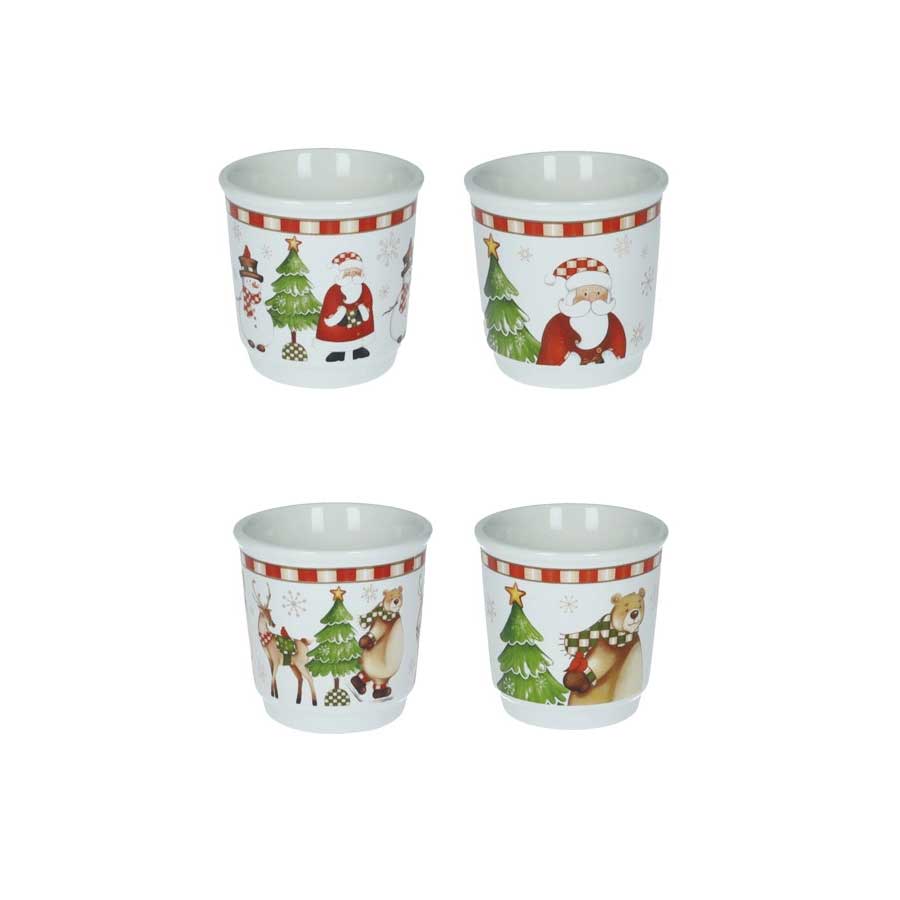 BRANDANI Racconti Bicchierino Natalizio Set 4 Pezzi 6x6cm Porcellana