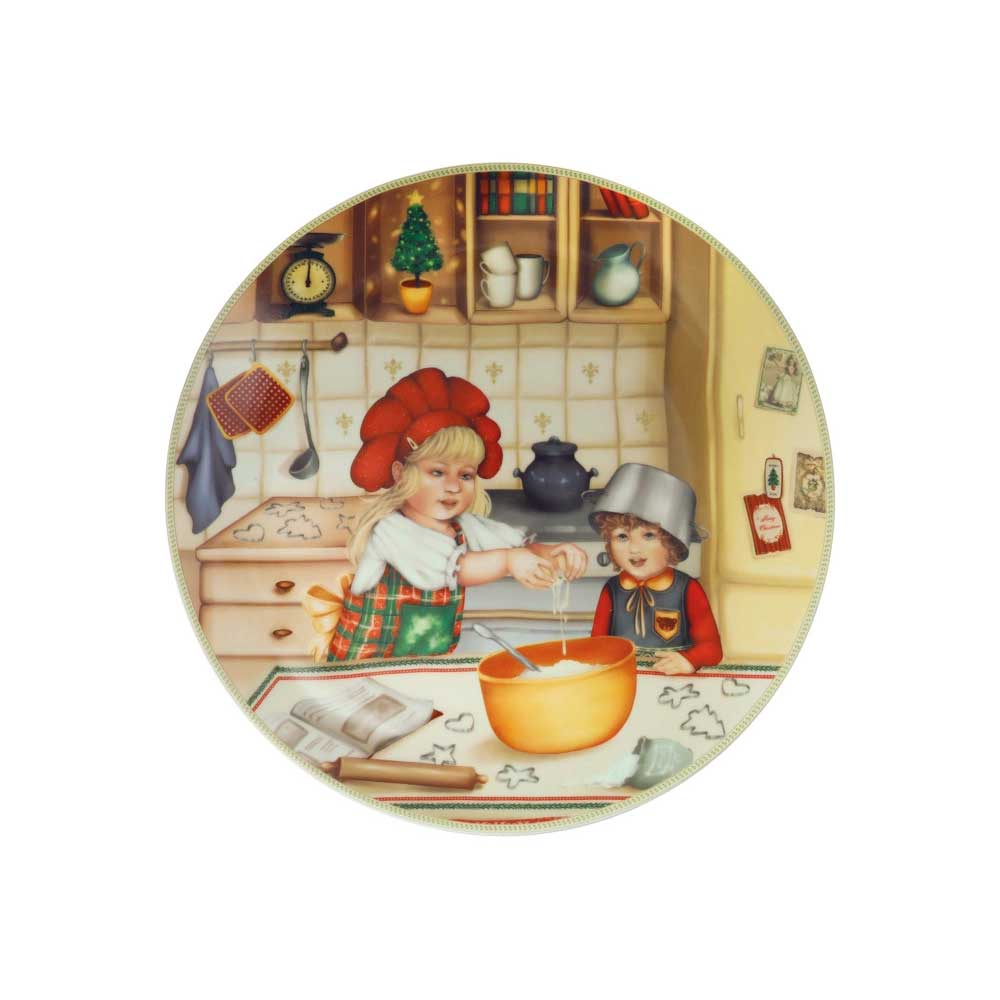 BRANDANI Cuccioli Piattino Natalizio Bimbi Pasticceri 30cm Porcellana