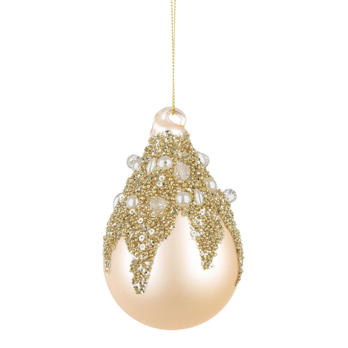 BIZZOTTO Goccia Addobbo di Natale Imperial Champagne 9cm Vetro