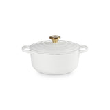 LE CREUSET Cocotte Rotonda Evolution 20cm Bianco Pomello Oro Ghisa Vetrificata