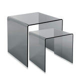 Set 2 tavolini 80's Iplex in PMMA fumè grigio design moderno