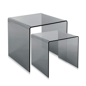 Set 2 tavolini 80's Iplex in PMMA fumè grigio design moderno