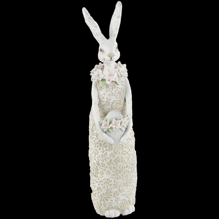 MASCAGNI CASA Easter Rabbit in Resin 30cm White Easter Decoration