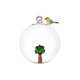 ICHENDORF Red Apple Pallina Sfera con Melo e Uccellino 10cm Vetro Borosilicato Decorazione Natalizia