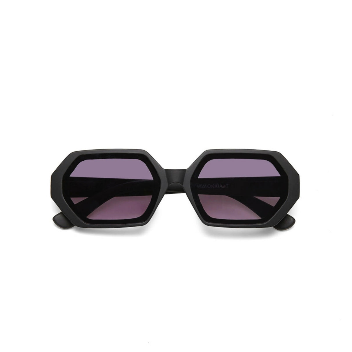 OKKIA Andrea Occhiali da Sole Unisex Esagonale Nero