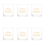 SIMPLE DAY Set 6 Bicchieri Merry Christmas 350ml Oro Vetro