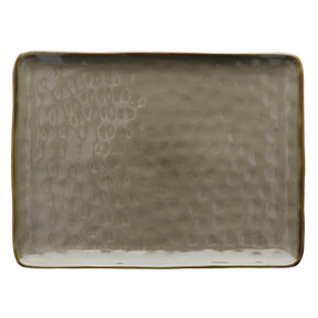 Vassoio Concerto Rose & Tulipani in stoneware con bordo dorato 36x26,5 cm