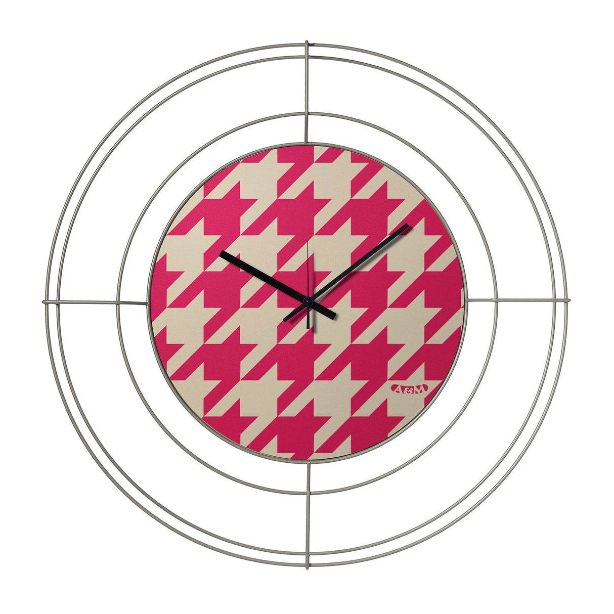 ARTI & MESTIERI Orologio da Parete di Design Nudo Piccolo Pied De Poule Magenta Sabbia Pied De Poule Magenta