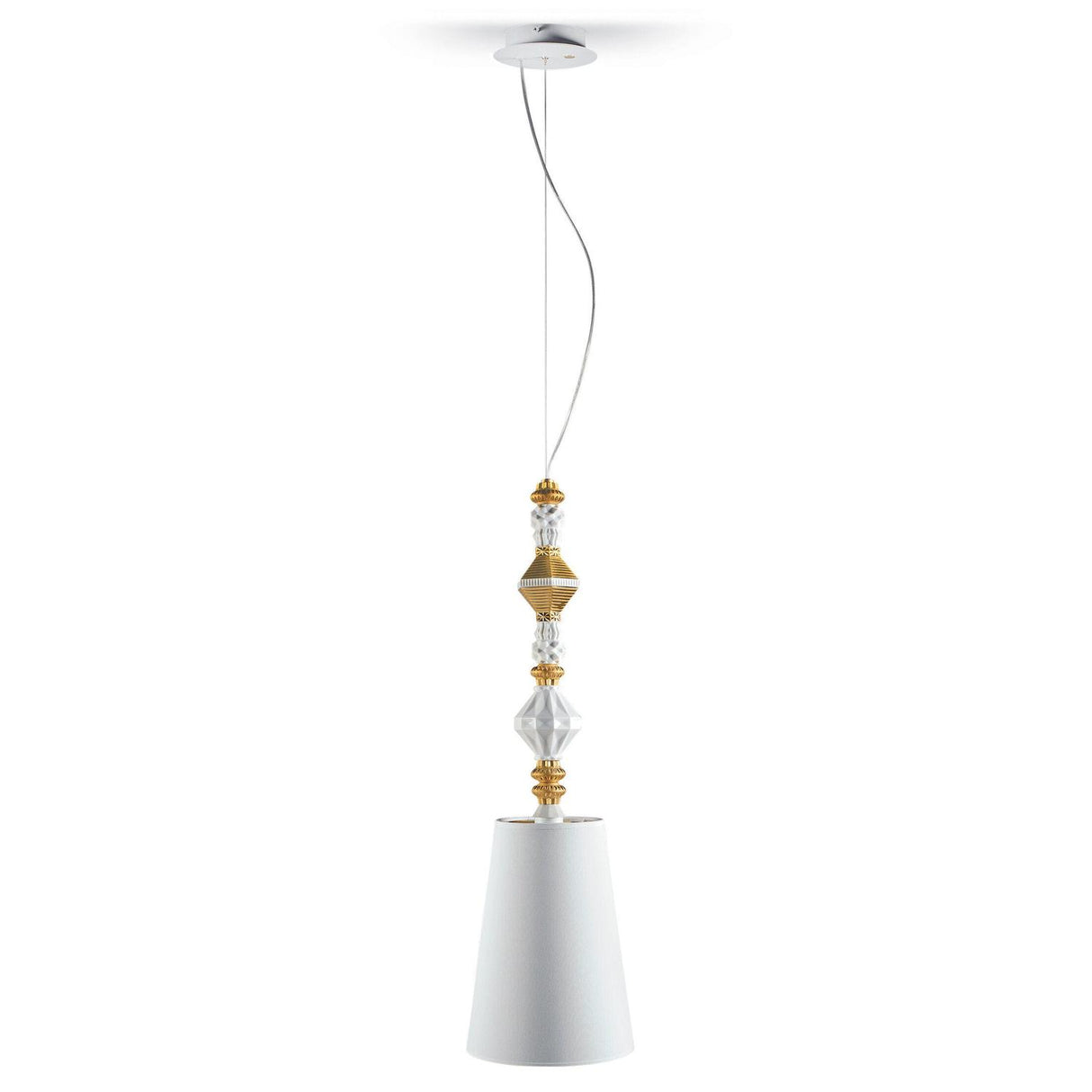 LLADRO' Lampadario Belle De Nuit II Lustro Oro 170x23cm Porcellana