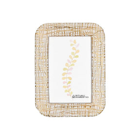 Portafoto Lino Rituali Domestici in resina bianco e oro 10x15 cm