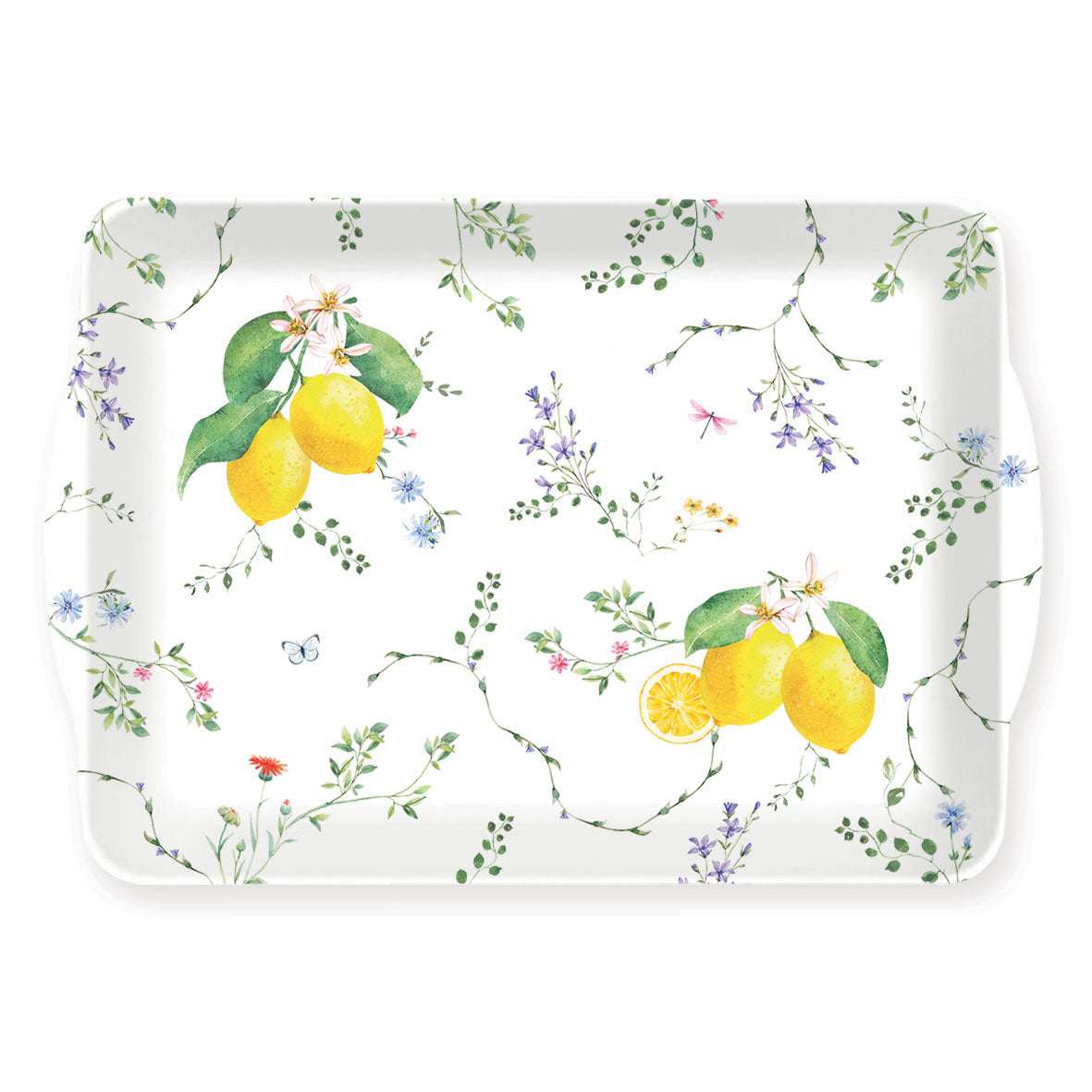 EASY LIFE Fleurs et Citrons Vassoio Floreale 33x22cm Melamina
