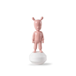 Scultura The Guest Lladrò in porcellana decoro rosa su base bianca 30x11 cm