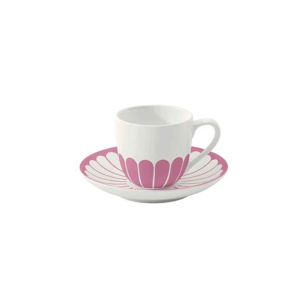 VILLEROY & BOCH Fleur Cassis Tazzina Caffè Espresso 70ml con Piattino 15cm Rosa Porcellana