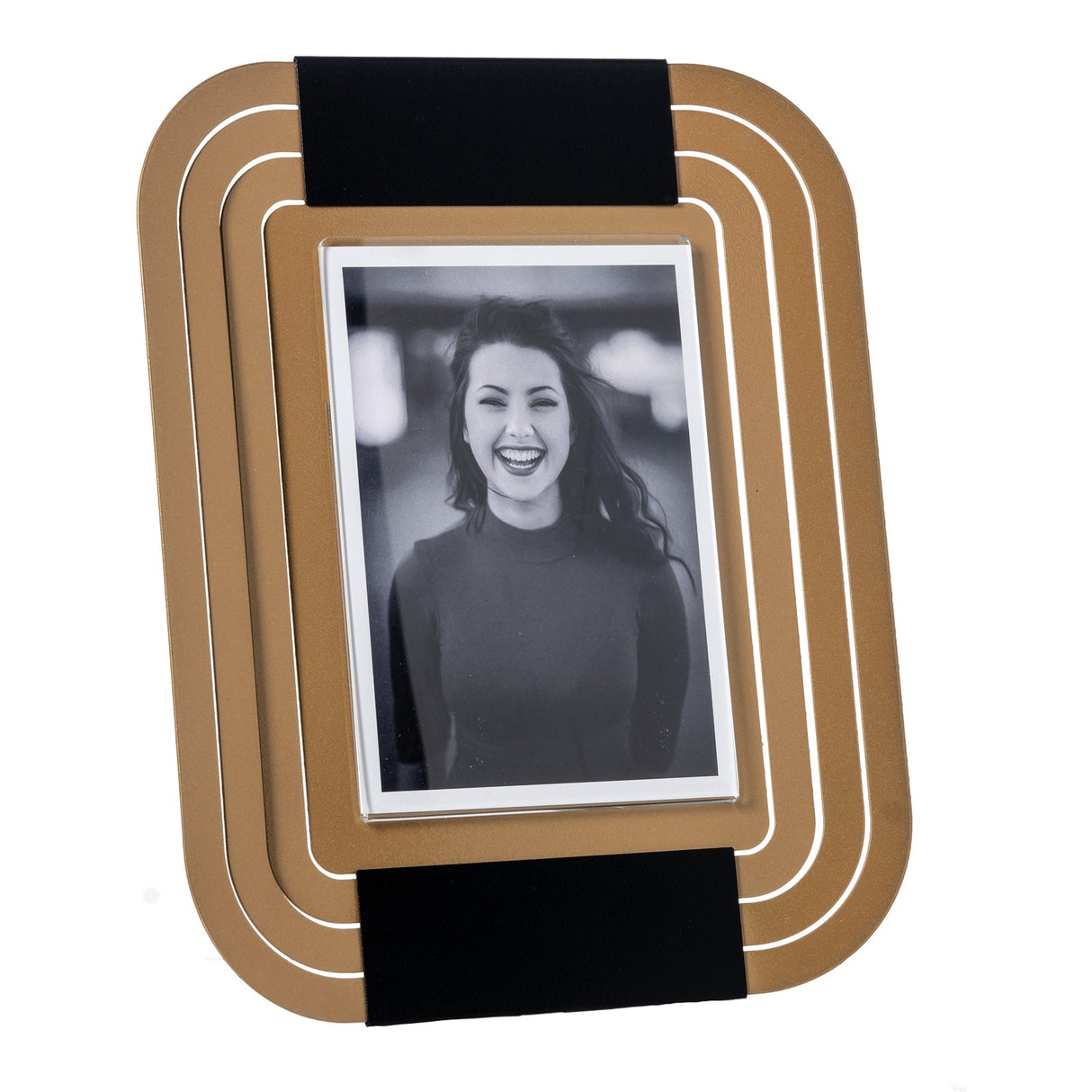 ARTI & MESTIERI Portafoto di Design Tudor Grande Oro Laccato Nero