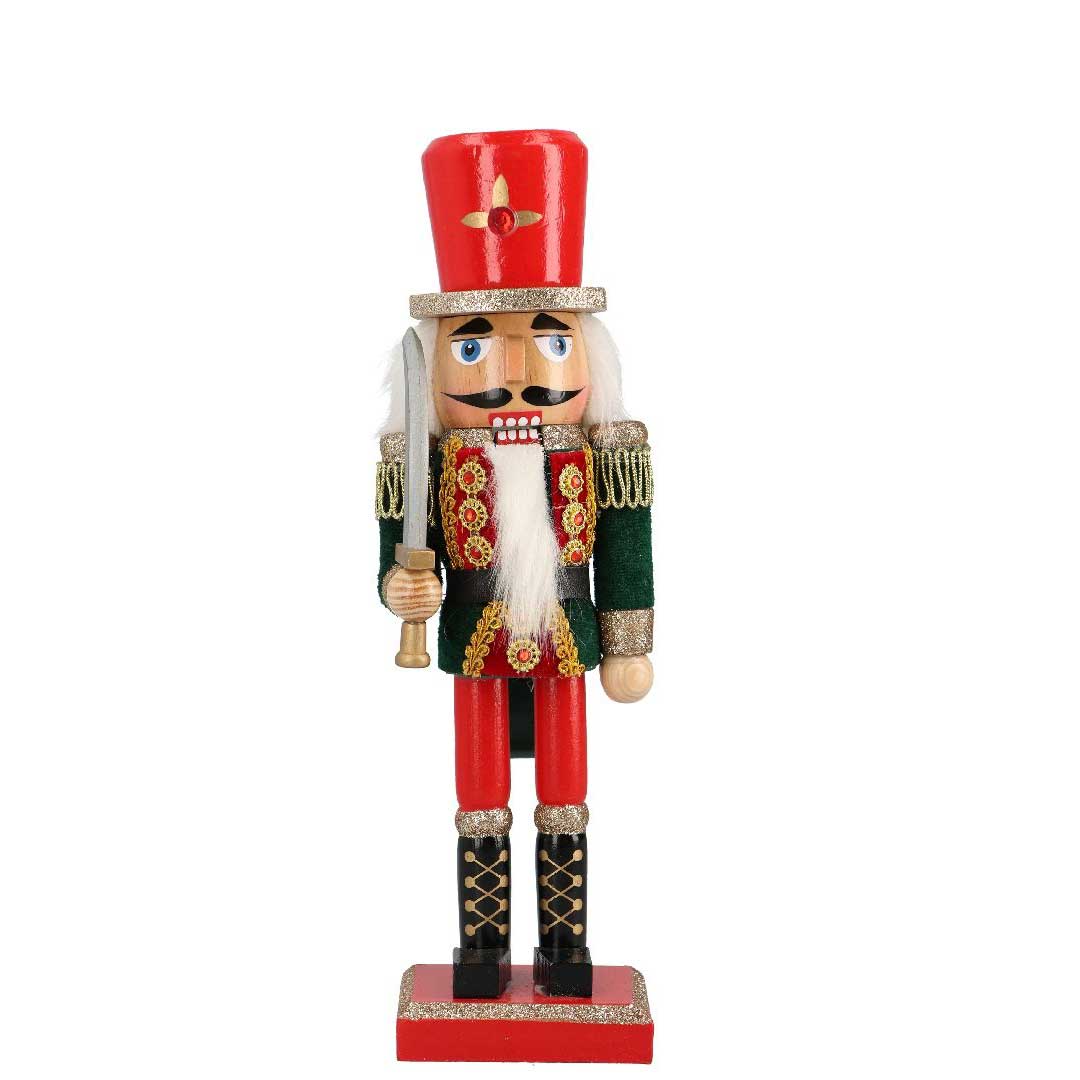 TIMSTOR Soldatino Schiaccianoci di Natale con Spada 25,5cm in Legno