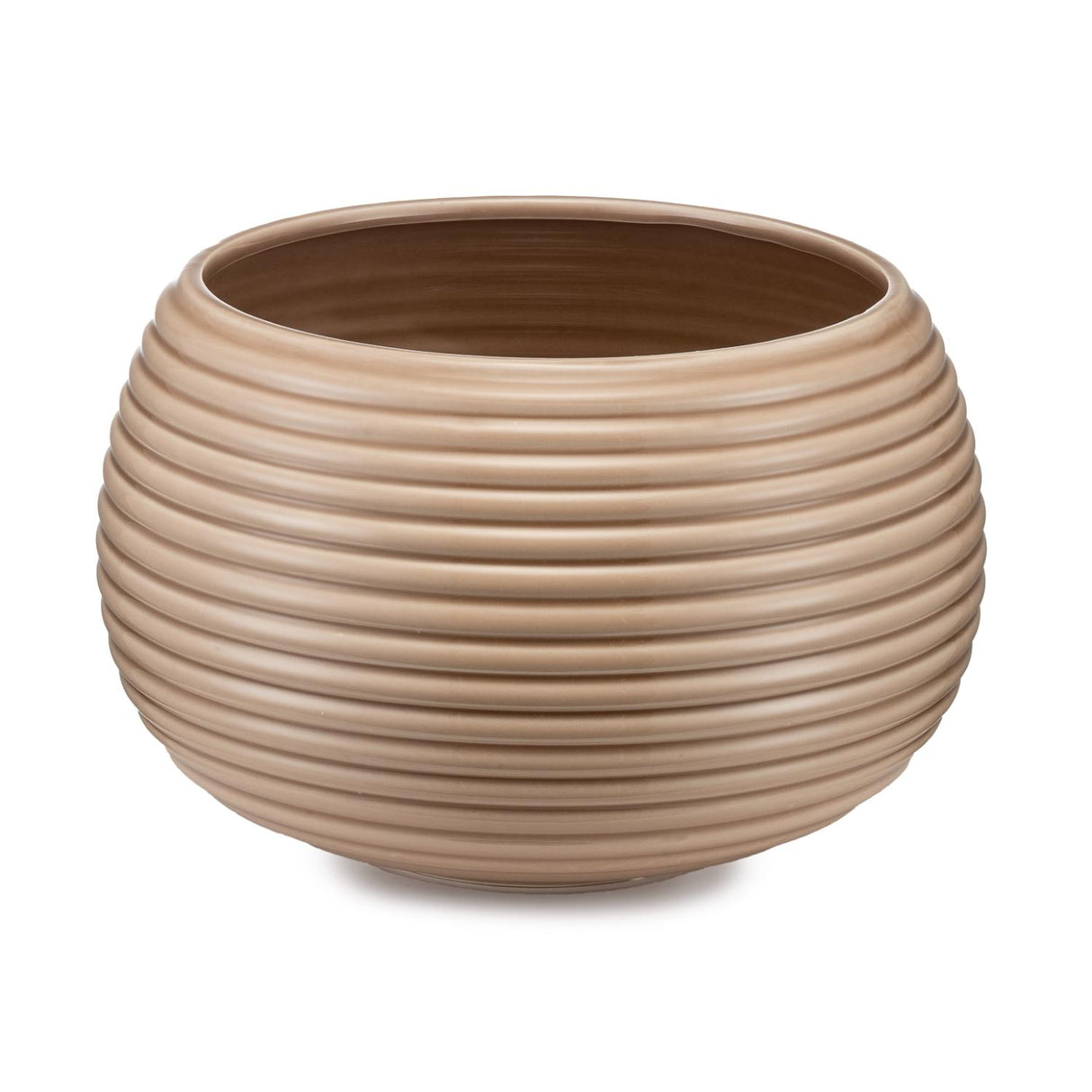 PALAIS ROYAL Vaso Porta Piante Righe 35x22cm Tortora Ceramica