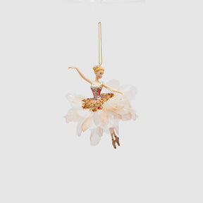 Addobbo ballerina EDG in resina rosso e oro 17 cm per albero di Natale