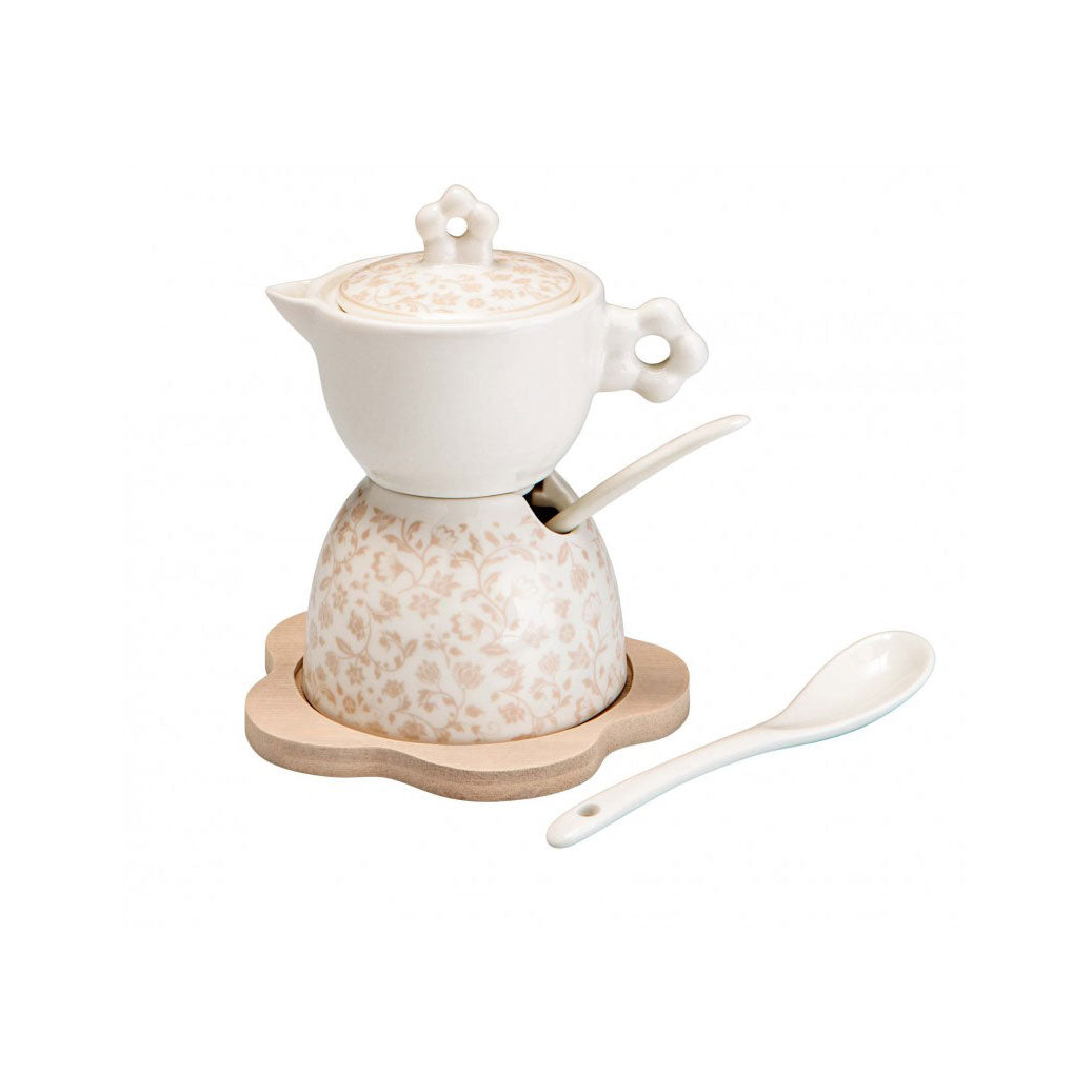BRANDANI Campo ai Fiori Zuccherina Caffettiera 12,5cm Porcellana Bamboo