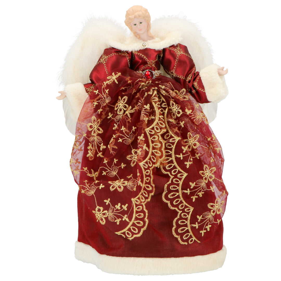 TIMSTOR Angelo Classico Decorazione Natalizia Rosso 42cm Tessuto e Porcellana