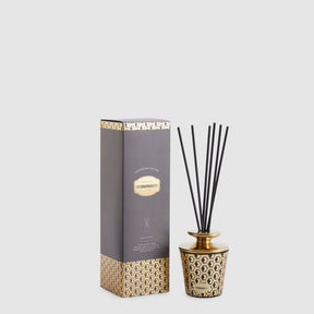 Diffusore a bastoncini EDG Enigma in vetro grigio con decoro dorato 200 ml