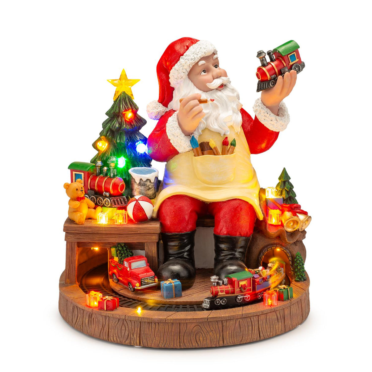 PALAIS ROYAL Carillon Natalizio Babbo Natale con Musica Movimento e LED 40x41cm