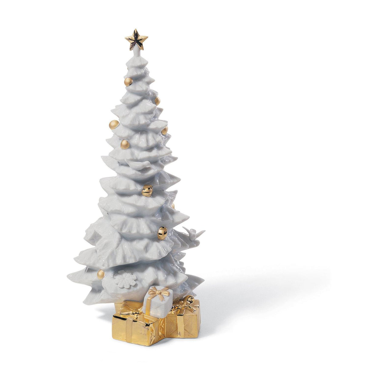 LLADRO' Figurina Albero di Natale con Regali Lustro Oro 26x11cm Porcellana