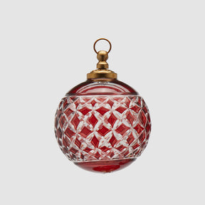 Pallina di Natale EDG in vetro rosso con intagli decorativi 10 cm