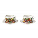 Set due tazze tè Le Primizie Brandani in porcellana con decori frutta