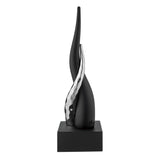 BONGELLI PREZIOSI Cornetto Corni Intrecciati Base Nera Corno Nero Argento 20cm Marmorino