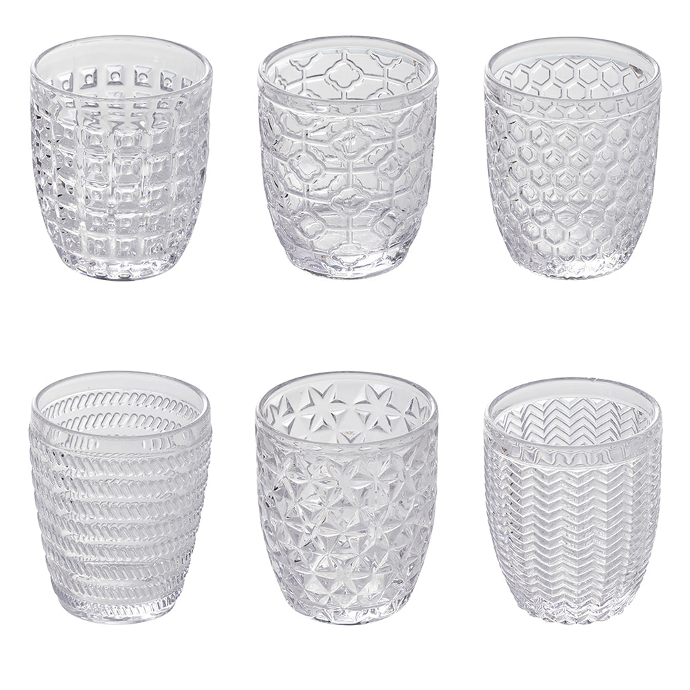 VILLA D'ESTE HOME TIVOLI Geometrie Set 6 Pezzi Bicchieri Acqua 350ml Vetro Trasparente
