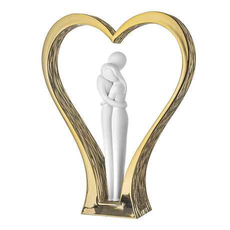 Scultura coppia cuore Bongelli Preziosi in metallo finitura oro 18 cm