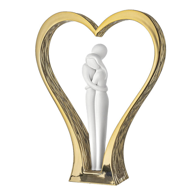 Scultura coppia cuore Bongelli Preziosi in metallo finitura oro 18 cm