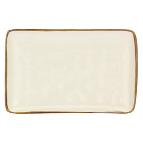 Vassoio rettangolare Rose & Tulipani in stoneware con bordo dorato 20x13 cm