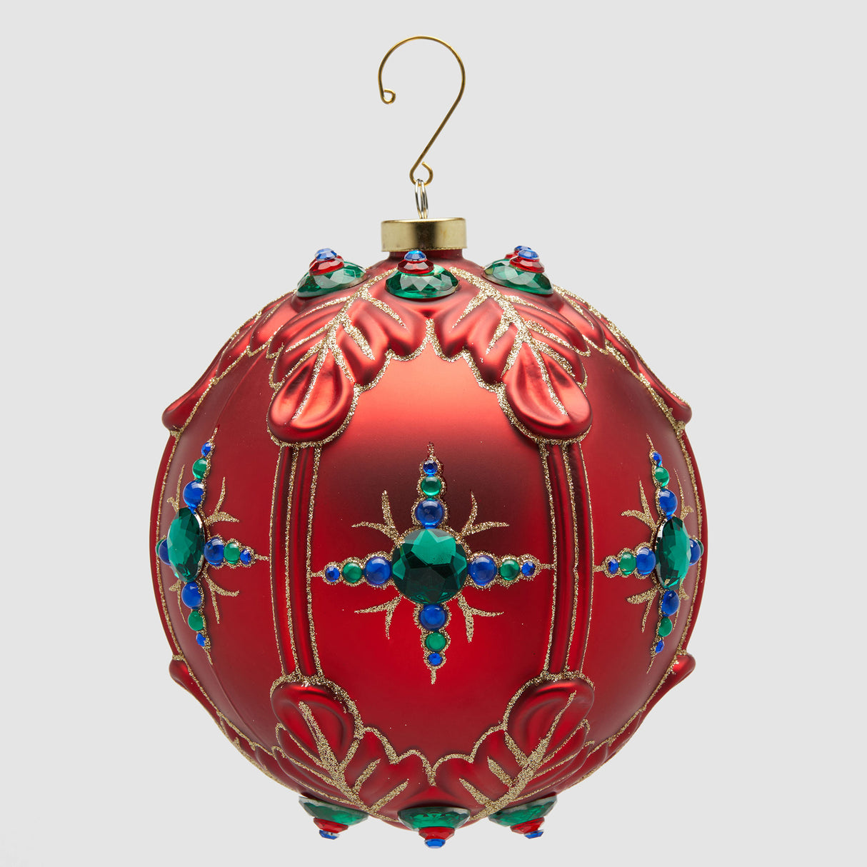 EDG Enzo De Gasperi Addobbo Pallina Sfera di Natale Decogemme 15cm Rosso Vetro