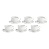 LA PORCELLANA BIANCA Ducale Set 6 Porcelain Tea Cups and Saucer 220ml White