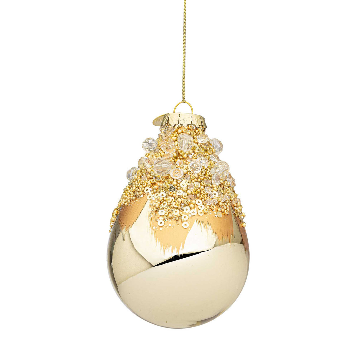 BIZZOTTO Goccia Addobbo di Natale Gleeful Champagne 9cm Vetro