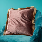 WERNS Velvet Cushion with Fringes 45x45cm Antique Pink