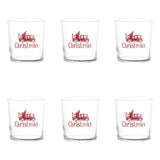 Set 6 bicchieri Merry Christmas Simple Day in vetro con scritta rossa